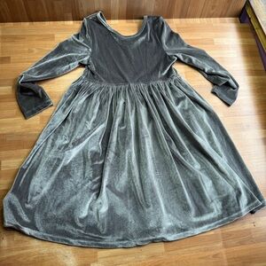 Pink chicken velour gray long sleeve fit & flare dress size 10y